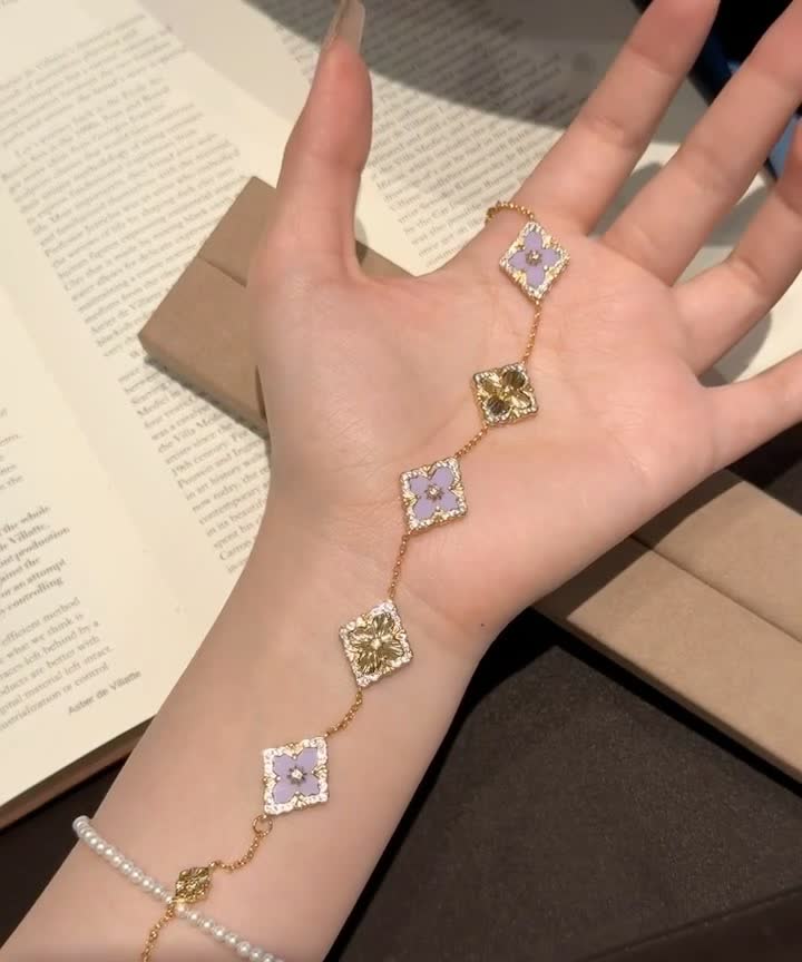 Van Cleef & Arpels Alhambra Pink and Purple Enamel Bracelet